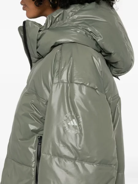 Geacă cu puf Adidas By Stella Mccartney cu glugă verde