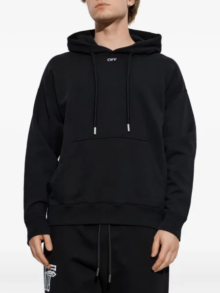 Hanorac cu glugă Off-white cu imagine cu cordon alb