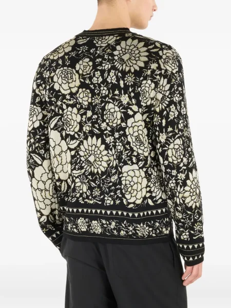Pulover Roberto Cavalli de lână cu model floral negru