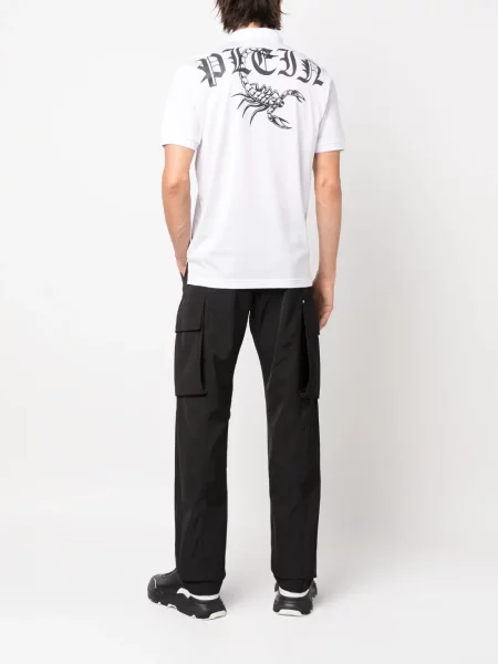 Raštuota polo marškinėliai Philipp Plein balta