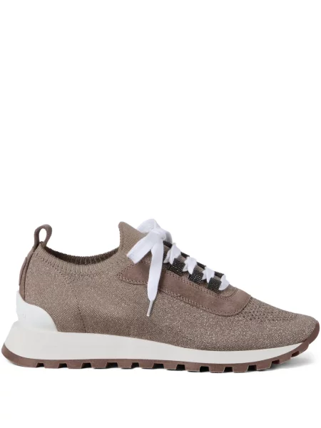 Sneakerși Brunello Cucinelli tricotate maro