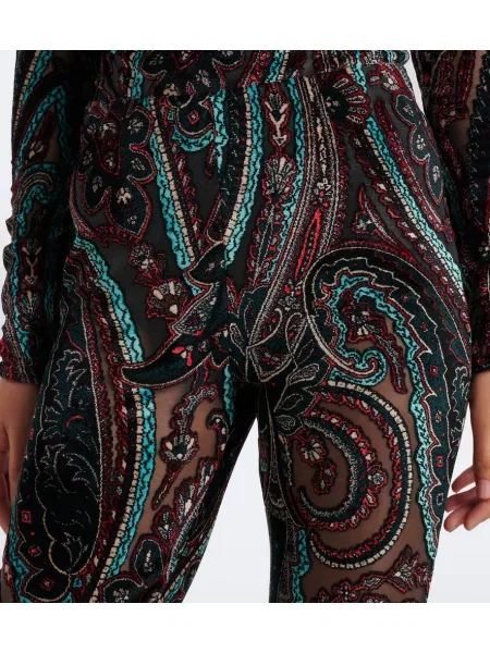 Hlače Etro s paisley potiskom s aplikacijami na zvonec
