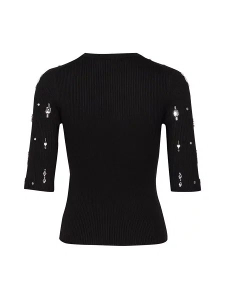 Lniany sweter Inwear z koralikami czarny