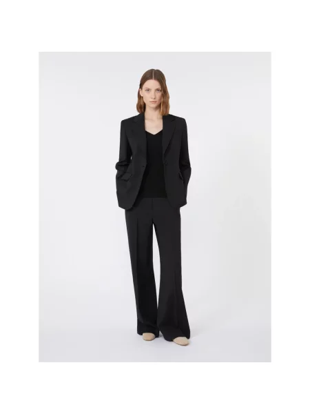 Spodnie palazzo Weekend Max Mara wełniane czarne