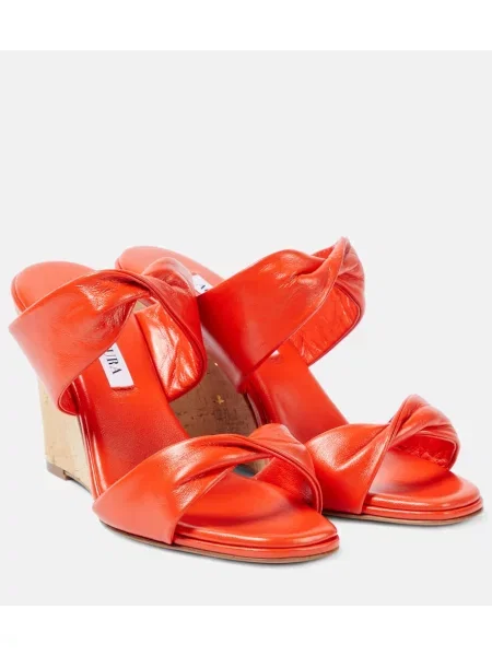 Sandale Aquazzura din piele cu pană portocaliu