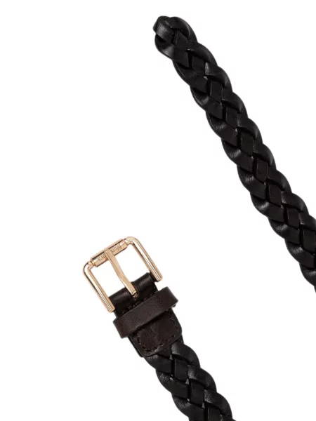 Cu centură curea Max Mara din piele țesută negru