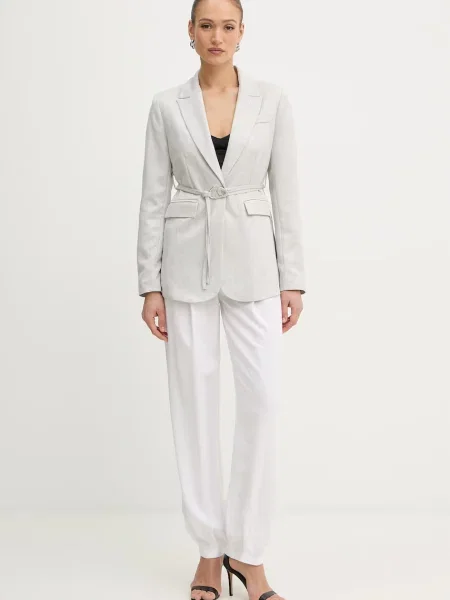 Fracomina штани-палаццо з додаванням льону