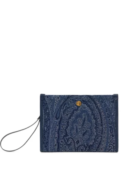 Geantă Etro cu model paisley din jacard albastru