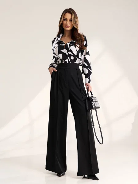 Класичні штани ISSA Plus комбінований верх чорний