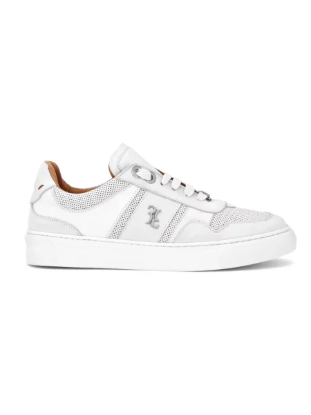 Sneakersy Billionaire skórzane z nadrukiem białe