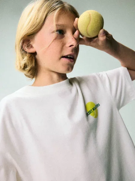 Koszulka oversize ze wzorem Dzieci lata MANGO KIDS biały