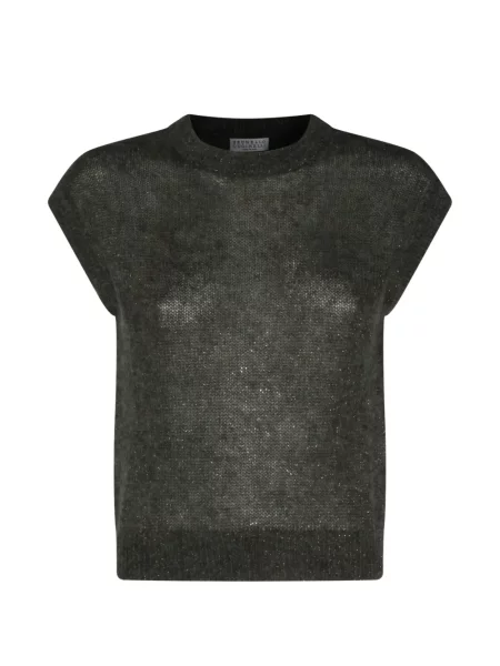 Pulover Brunello Cucinelli cu paiete de mohair gri