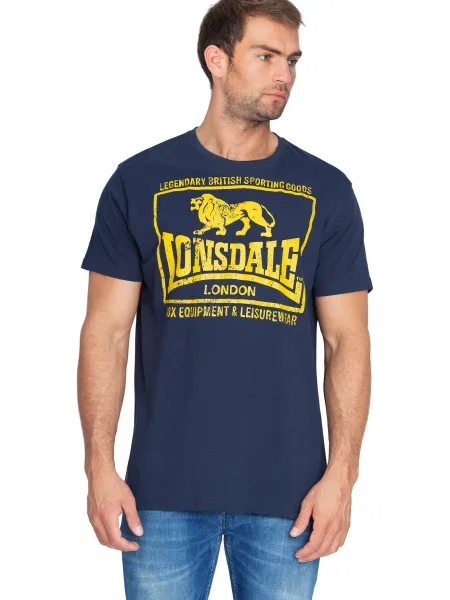 LONSDALE Tricou albastru noapte / galben negru