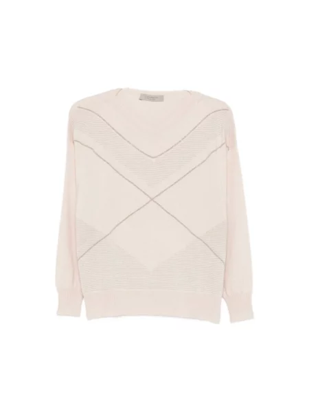 Sweter D.exterior wełniany w geometryczne wzory beżowy