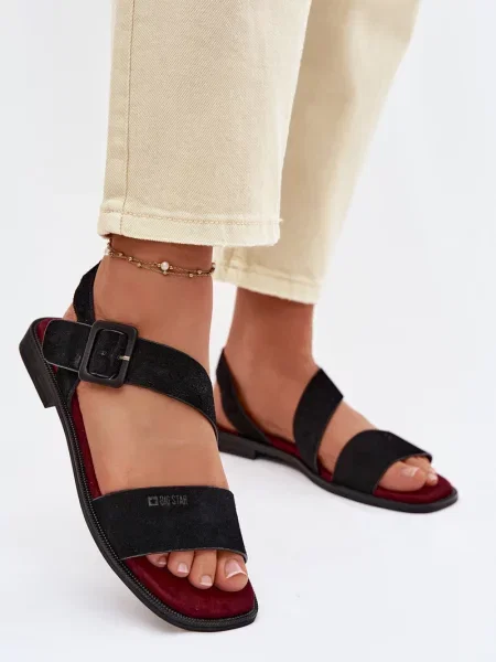 Sandali Big Star Shoes iz semiša črna