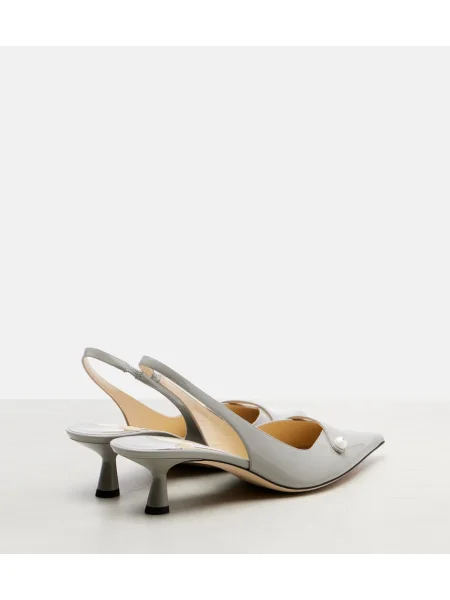 Pantofi cu toc Jimmy Choo din piele de lac slingback gri