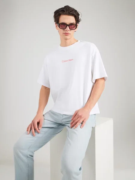 Calvin Klein Jeans Tričko OBSESSION oranžová / čierna biela