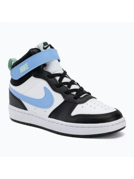 Детски обувки Nike Court Borough Mid 2 white/black/arctic green/football blue бяло