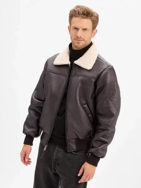 Alpha Industries kurtka z imitacji skóry Mężczyźni Sztuczne włókno jednolity S czarny
