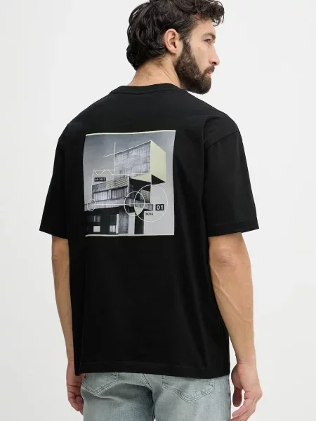 T-shirt z czystej bawełny o kroju regular fit model TE-BRUTALISM' Boss Orange czarna