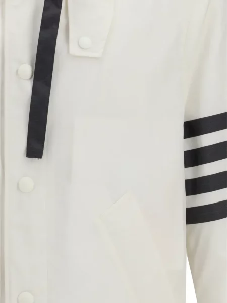 Palton Thom Browne cu dungi cu glugă