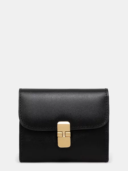 A.P.C. portofel de piele Compact Grace femei negru