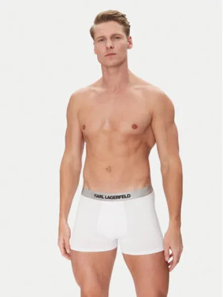 Boxerky KARL LAGERFELD Elastic Trunk 3 páry black/white/grey bílé