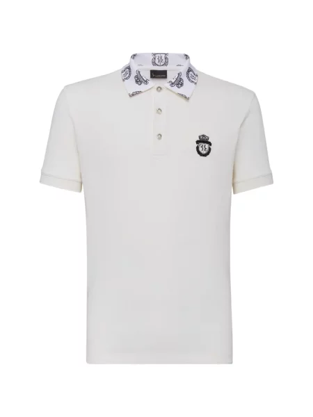Tricou polo Billionaire cu broderie alb