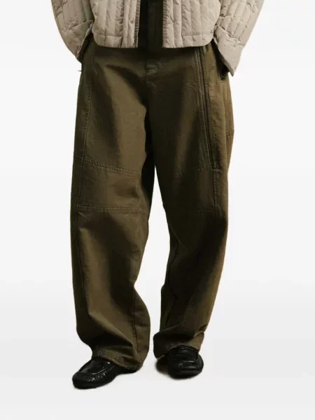 Pantaloni Croquis din canvas cu cordon verde