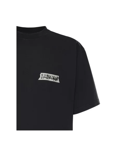 Lniana koszulka Balenciaga czarna