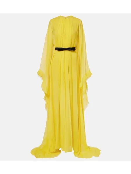 Cu centură rochie Givenchy de mătase galben