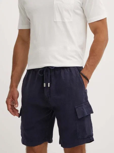 Lanene kratke hlače Vilebrequin BAIE tamno plava