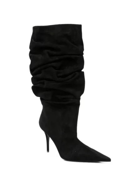Botine Amina Muaddi din piele de căprioară negru