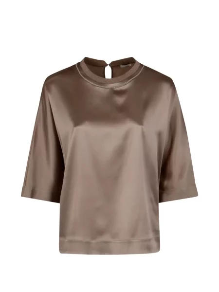 Gulerat cămașă Peserico cu mărgele maro