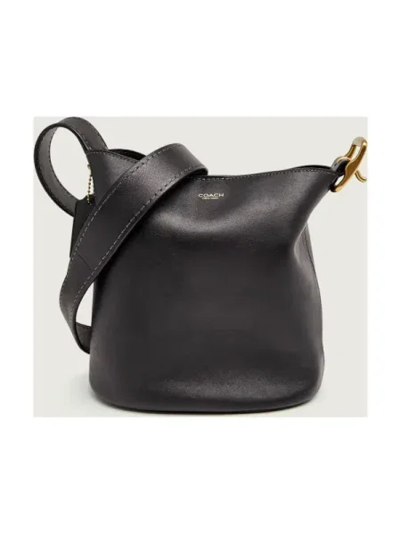 Coach geantă de piele Bleecker Bucket Bag 21 gri negru