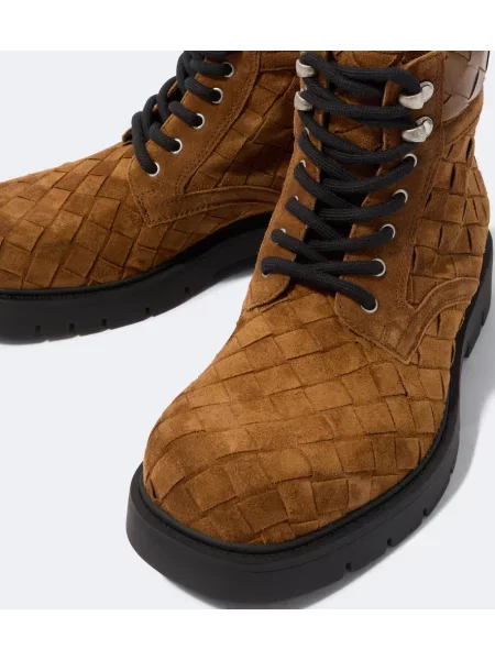 Gležnjarji Bottega Veneta z vezalkami iz semiša rjava
