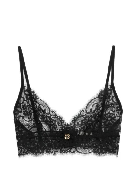 Top Elie Saab cu aplicații din dantelă negru