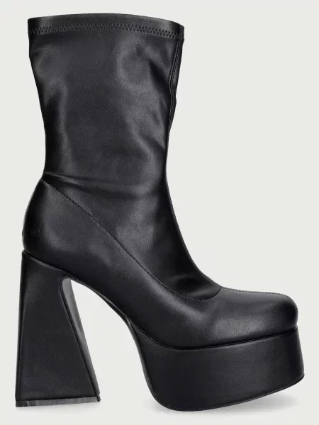 Koi Footwear bokacsizma platformos női Rakot Heeled Black Ankle Boots fekete