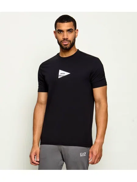 BOSS GREEN Tricou TS_Network Photo | stretch negru