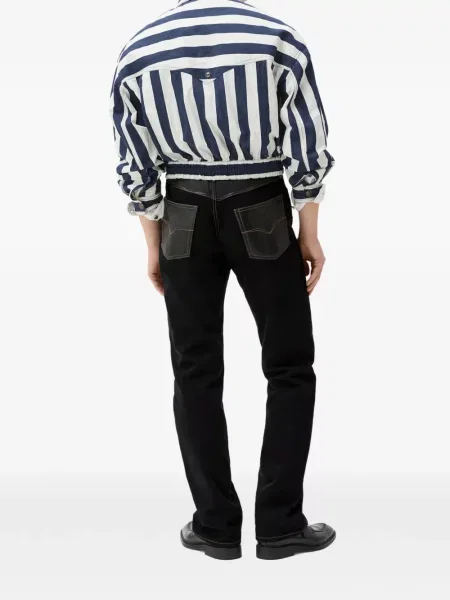 Blugi drepți Versace din piele negru