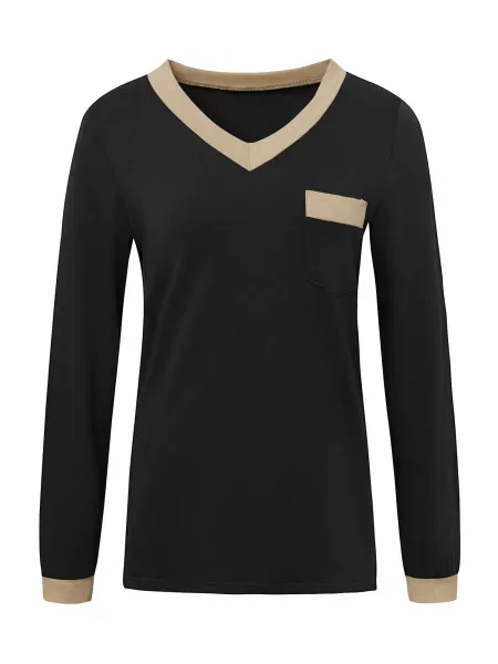 Imily Bela Tricou bej amestecat negru