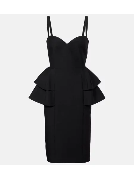 Obleka midi obleka Valentino iz krep tkanine nad koleni črna