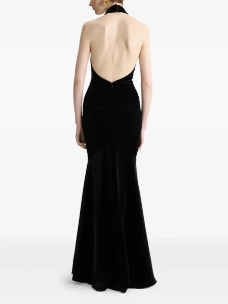 Rochie maxi Patou cu gât halter de costum negru