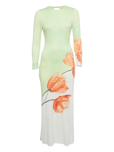 Sukienka maxi Alice + Olivia w kwiatki z dżerseju garniturowa zielona