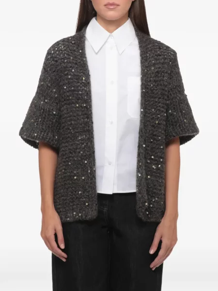 Cardigan Panicale cu paiete tricotate gri