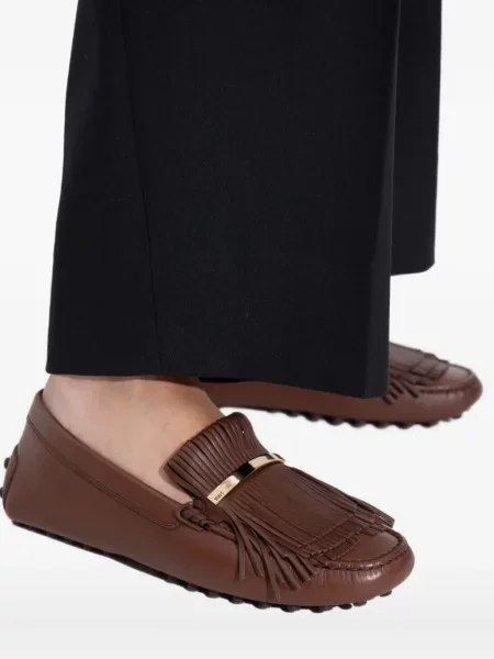 Δερμάτινα loafers Tod's με κρόσσια καφέ