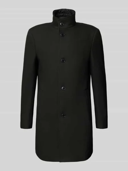 Płaszcz o kroju slim fit z fakturowanym wzorem model ‘HYDE’ Boss czarny