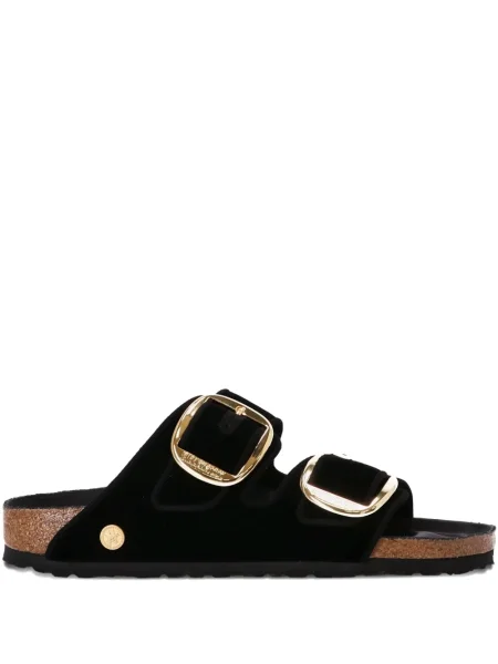 Sametové sandály Birkenstock s přezkou černé