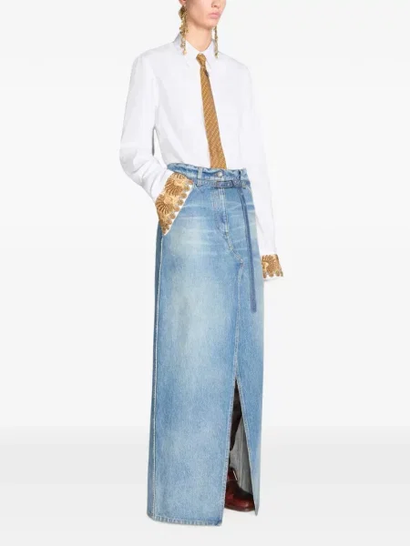 Lung fustă din denim Dries Van Noten albastru