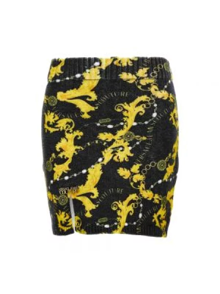 Spódnica jeansowa Versace Jeans Couture z nadrukiem czarna